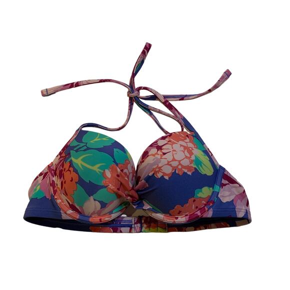 Aerie Padded Push Up Bikini Top Colorful Flowers Size 34A - Picture 1 of 5